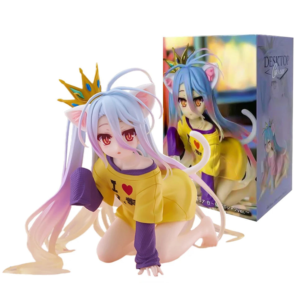 Anime-Figuren TAiTO NO GAME NO LIFE Shiro PVC Desktop Niedliche Ornamente Sammlung Modelle Spielzeug Desktop Niedliche Weihnachtsgeschenke Auf Lager