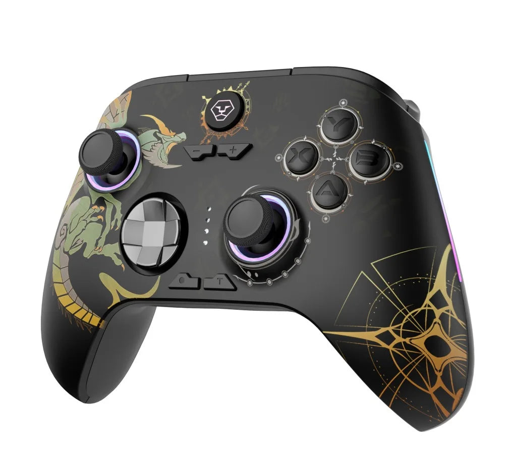 Wireless Game Controllers with Dual Hall Joystick Trigger 0.1mm Accuracy RGB Compatible for PC/Switch(iOS/Android/Stream)