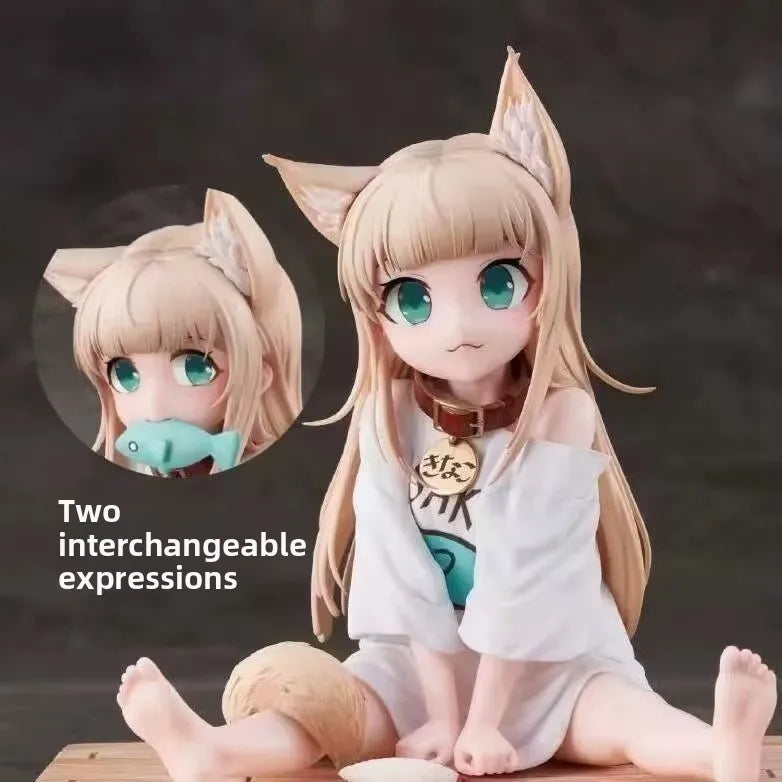 Replaceable Face Soybean Poer  Girl  Mobile Phone Stand Tea Par  Host Car Decoration Anime Figure Collectible