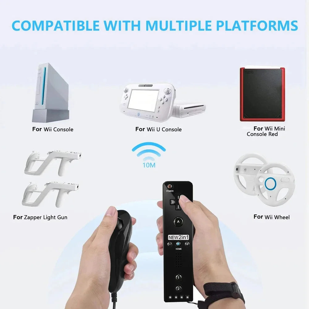 2 in 1 Wireless Remote Compatiable with  Wii U Joystick Gamepad Controller Set Motion Plus  Video Game for Wii Accessories