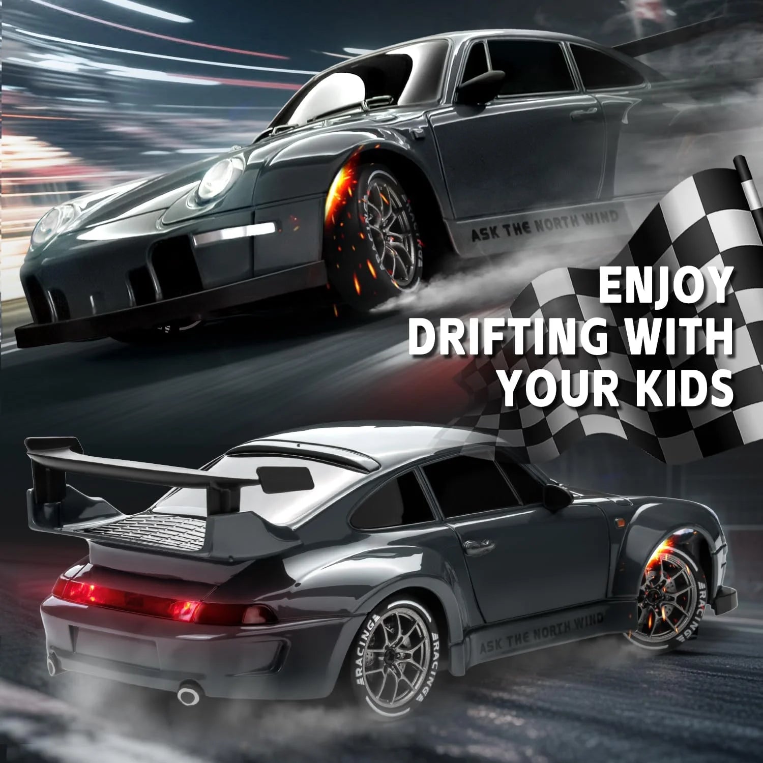 New RC Drift Car 4WD 1:24 Scale Remote Control Car with LED Lights 2.4GHz 20KM/H  RC Car Drifting Tires Racing Sport Vehicle Toy
