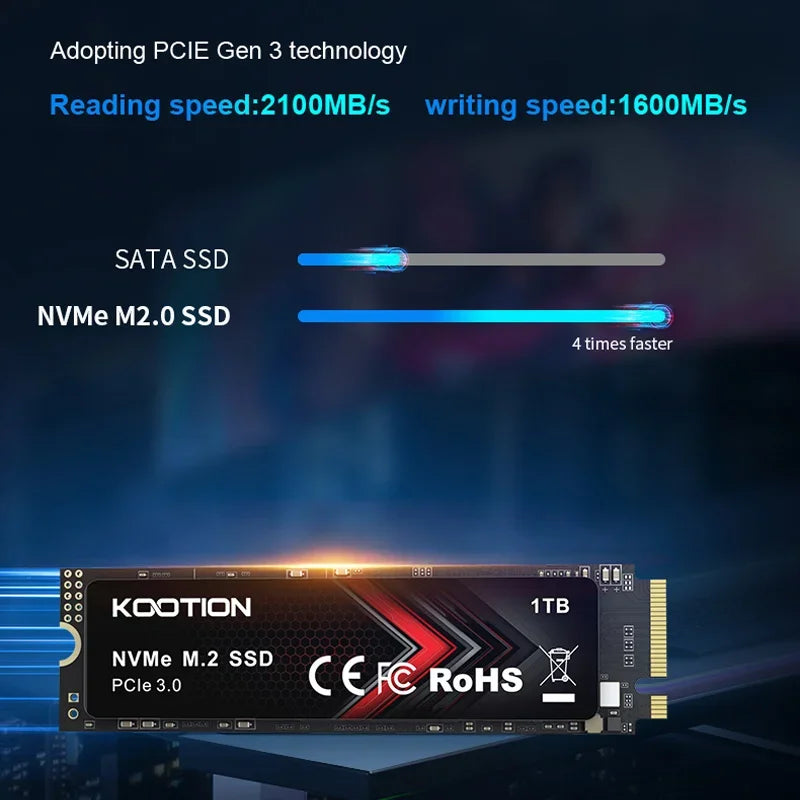 KOOTION 1TB SSD M2 NVME Gen3 2280 PCIE 3.0x4 256GB 512GB High-Speed M.2 Internal Solid State Drive Disk for Laptop PC Desktop