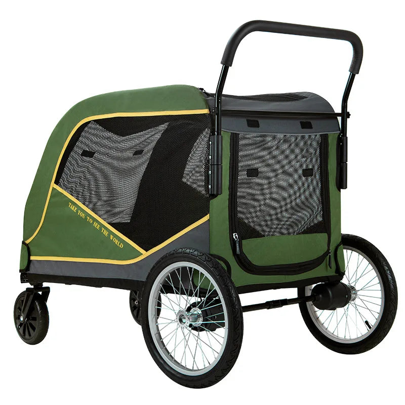 Luxuriöser großer faltbarer Kinderwagen für Haustiere mit Katzentransporter, Reisewagen für Hunde, Reisetrolley für Hunde, luxuriöser Kinderwagen mit 4 Rädern