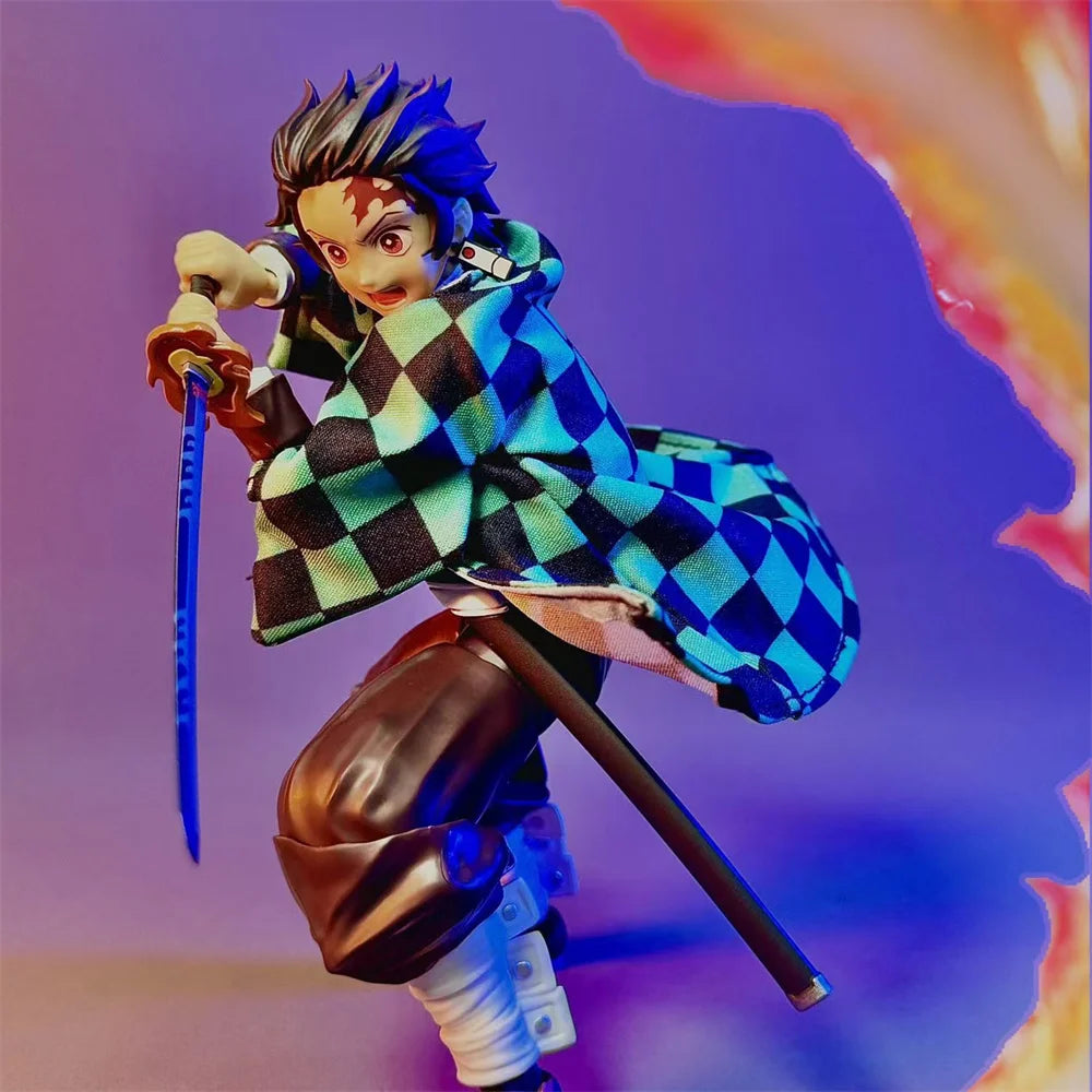 Handmade 1/12 Classic Japanese Anime Character ‌Kamado Tanjirou‌ Green Checkered Coat Accessories For Shf Action Figures