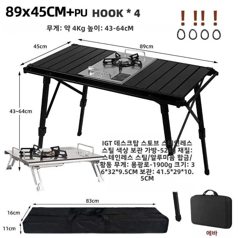 MOUNTAINHIKER Folding Camping IGT Table Wood Lightweight Camp BBQ Grill Table Removable Outdoor Picnic Fishing Camping Table