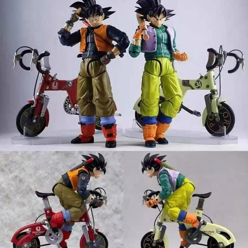 Kamione Genuine Dragon Ball Son Goku Baseball Boy Alloy Fully Articulated Action Figure With Bicycle Set For Anime Figure