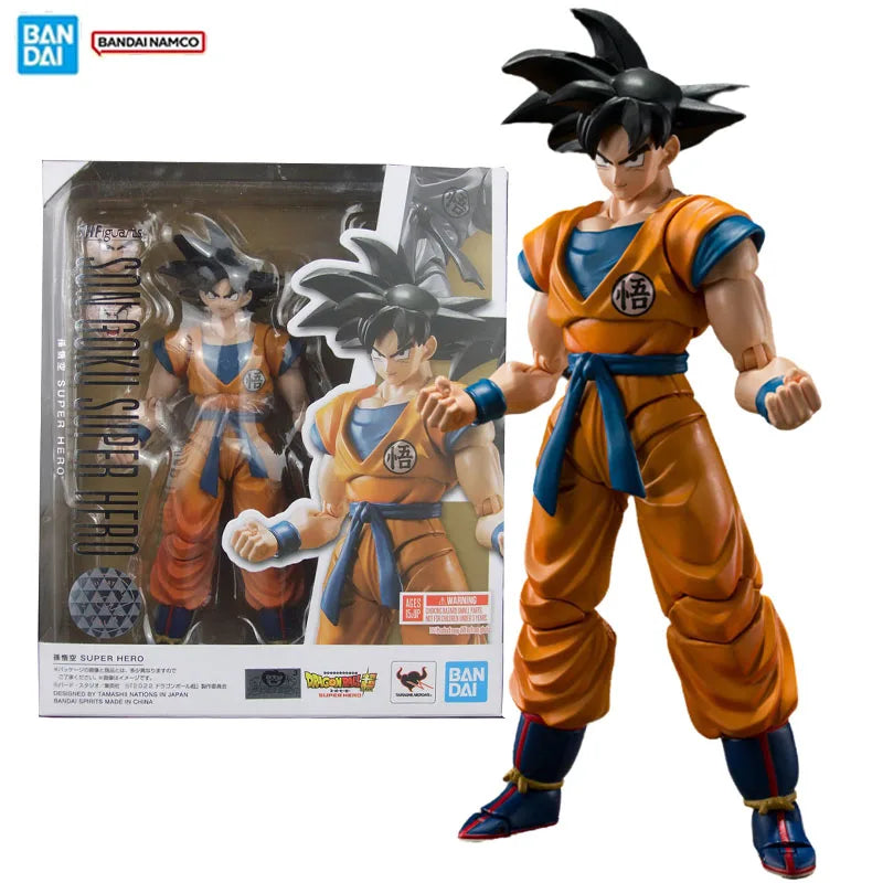 Bandai Original Genuine Figure Dragon Ball Super Model Kit SHF Son Goku Super Hero Collection Action Figure Model Toys Gifts