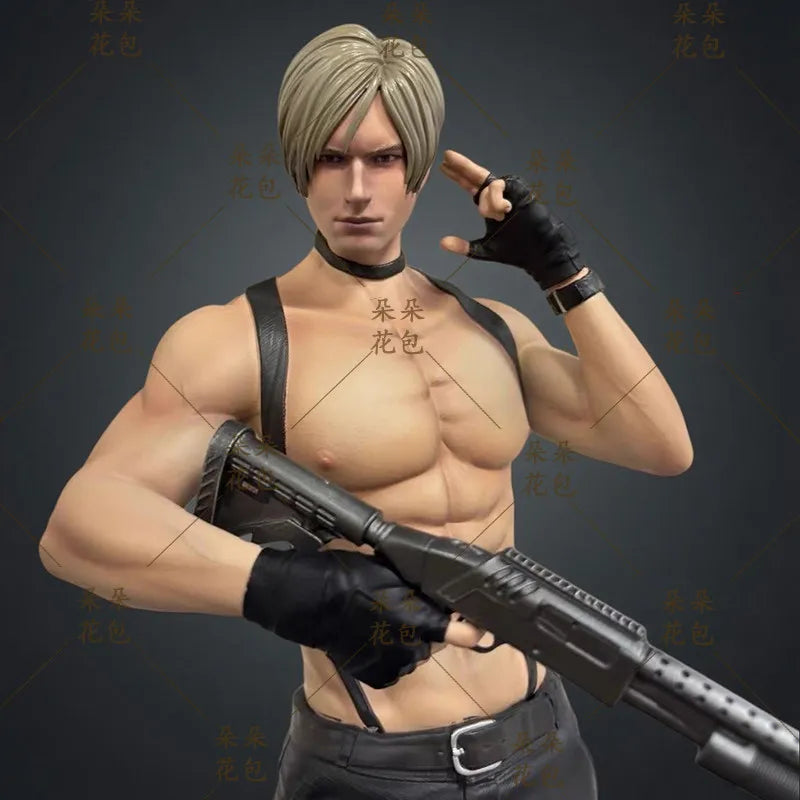 32cm Resident Evil Leon S. Kennedy Zombie Hunter Statue - Game Character Figure, Premium Collectible Desktop Model