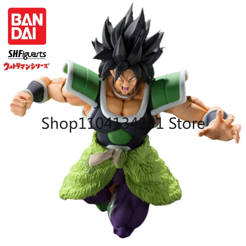 Original Stock Bandai SHF Dragon Ball Super Movie Edition Broly Black Hair Battle Suit Super Saiyan Birthday Gift Toy