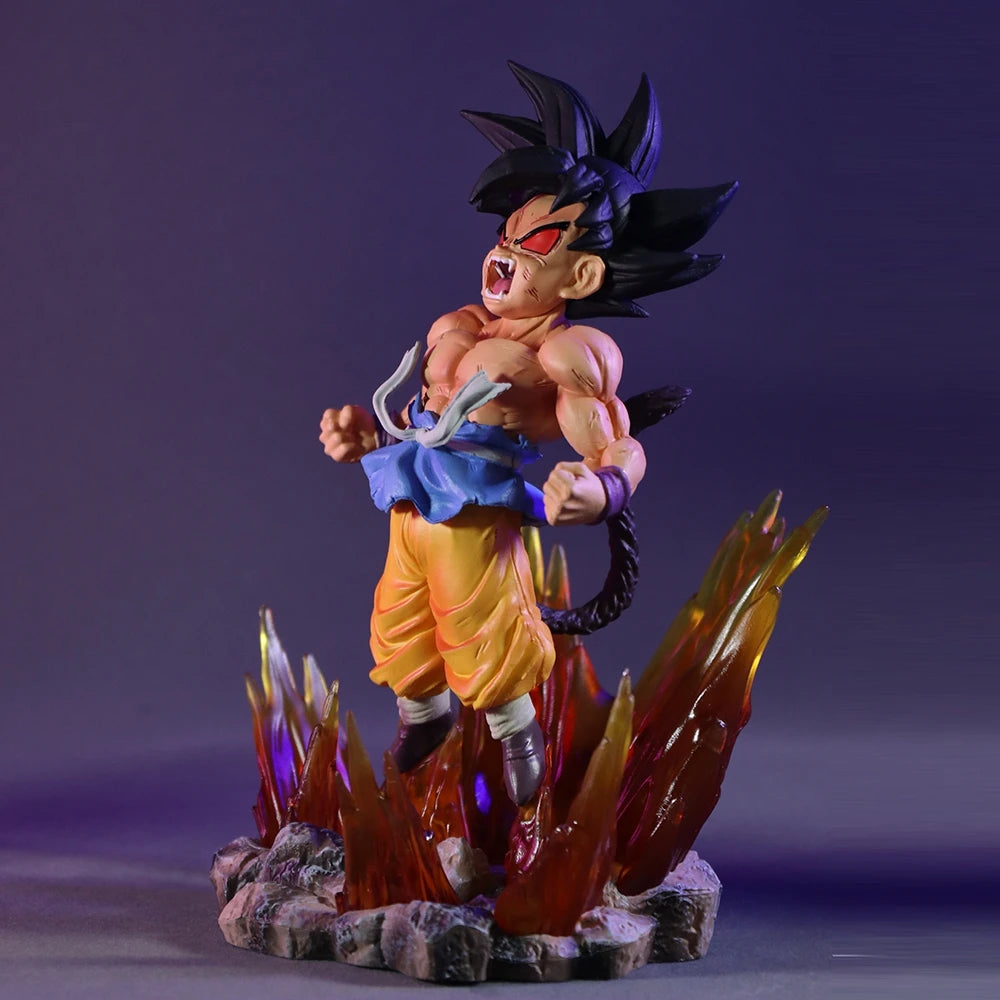 BANDAI 19cm Dragon Ball SHK Kai Ape Series NO.2 Glow Black Hair Super Four Goku Figure PVC Explosive Goku Anime Model Ornament
