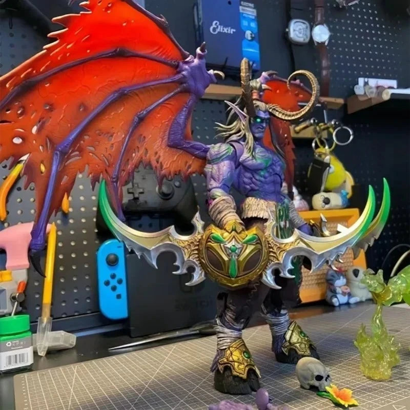 In Stock 25cm World of Warcraft 2nd Generation Demon Hunter Illidan Anime Action Figure Figure Model Collection Toy Gift