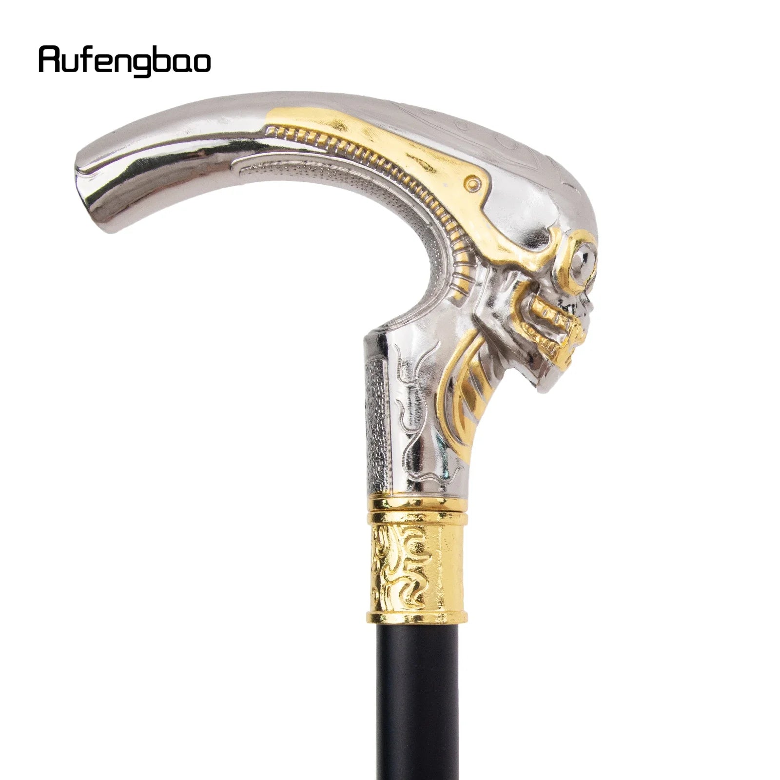 Golden White Long Head Skull Fashion Walking Stick Decorative Cospaly Vintage Party Fashionable Cane Halloween Crosier 92cm