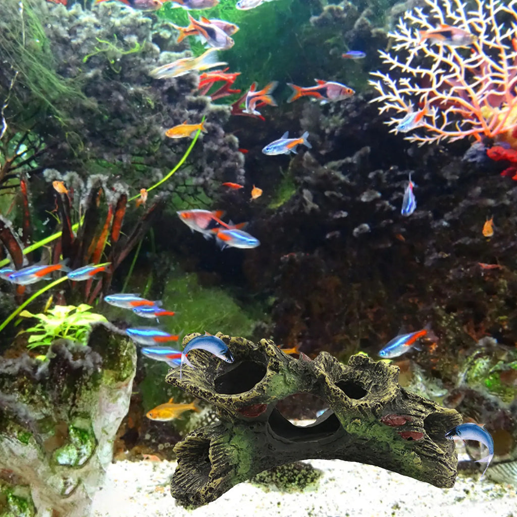Artificial Landscape Ornament Multifunction Resin Fish Hiding Cave Non-toxic Aquarium Dead Wood Decoration for Fish Tank Decor