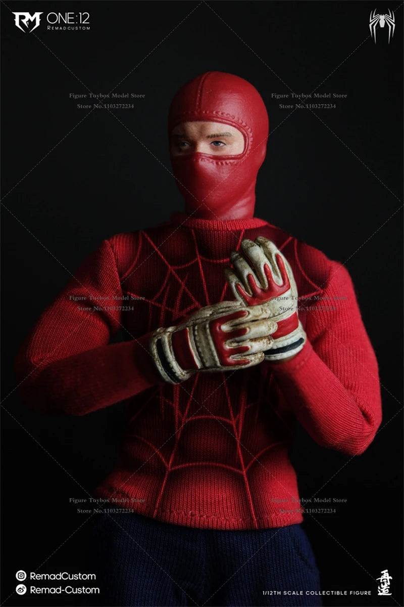 RemadCustom 1/12 Tobey Maguire Spider Print Cloth Wrestler Actionfigur Kampfmaske Kopfersatz 6" Männliches Soldatenspielzeug
