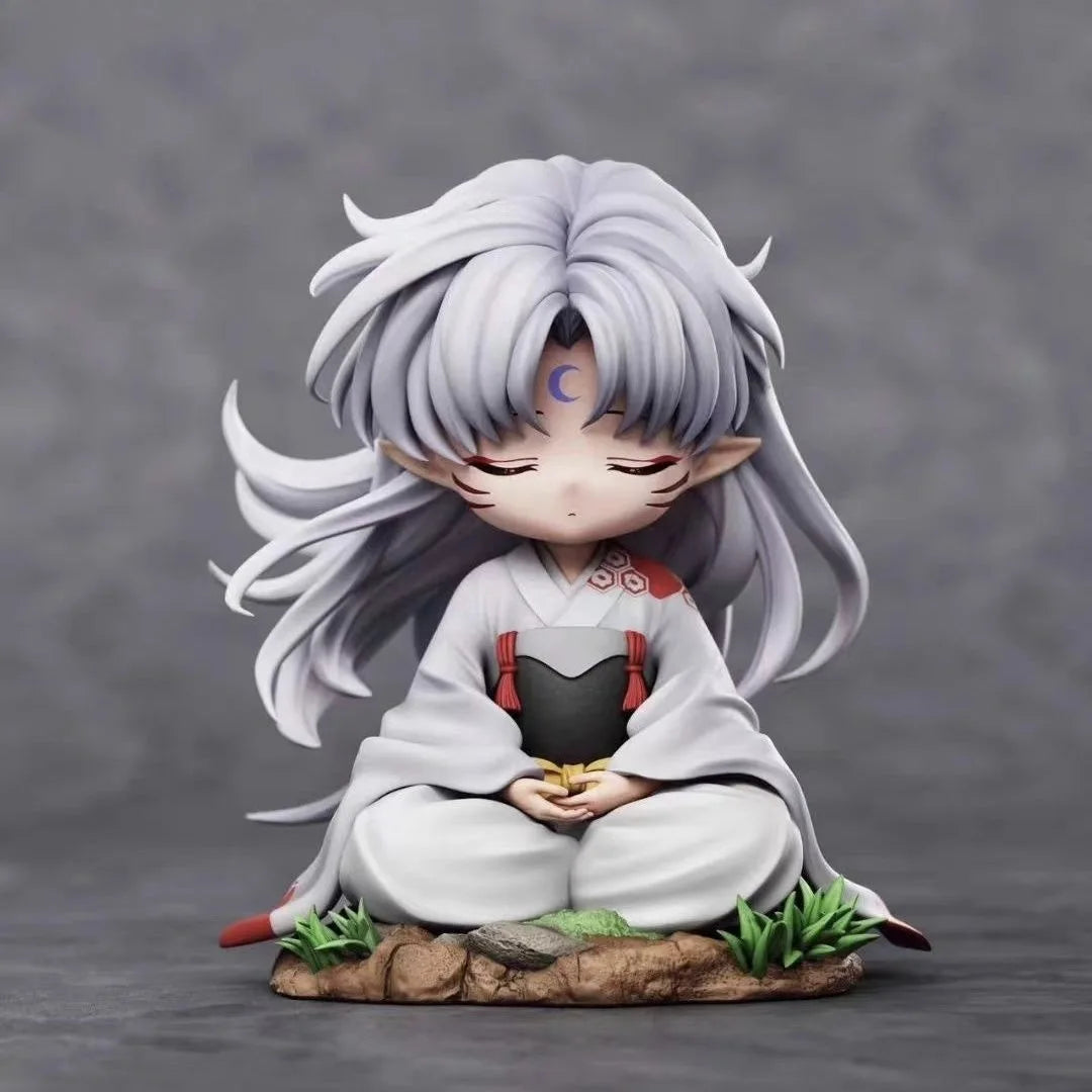 Anime Q Version Sitting Posture Inuyasha Nomi Childhood Sesshoumaru Action Figurine Gk Model Creative Ornament Desktop Toy Gift