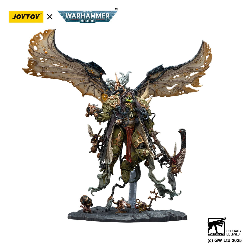 JOYTOY 1/18 Action Figures Mortarion Daemon Primarch of Nurgle with Ancient weapons‘The Lantern' and ‘Silence'
