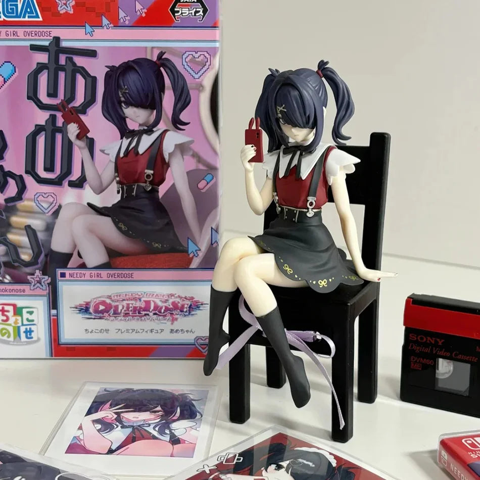 14CM Anime NEEDY GIRL OVERDOSE Noodle Stopper Figure KAnge Sitting Animation Model Toy Gift Collection Decoration Ornaments