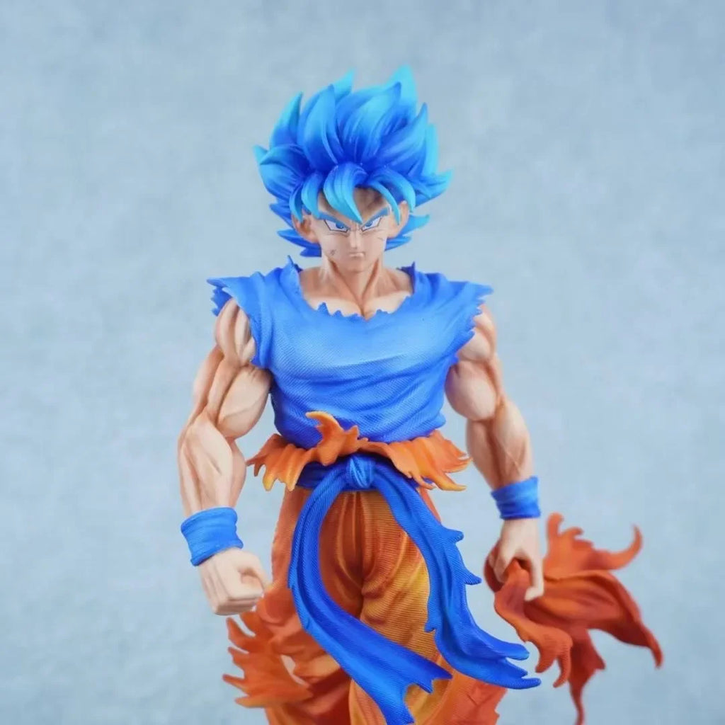 In Stock 35cm Dragon Ball Anime Figure Son Goku ‌Kakarotto Super Saiyan God blue two heads Figure PVC Collection Model Toy Gifts