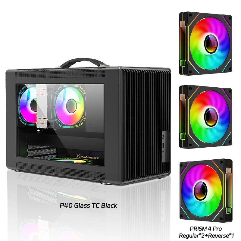 Power Train P40 M-ATX Side noodle  glass ITX Motherboard ATX/SFX Power Supply Support Type-C Desktop Portable MINI Small Chassis