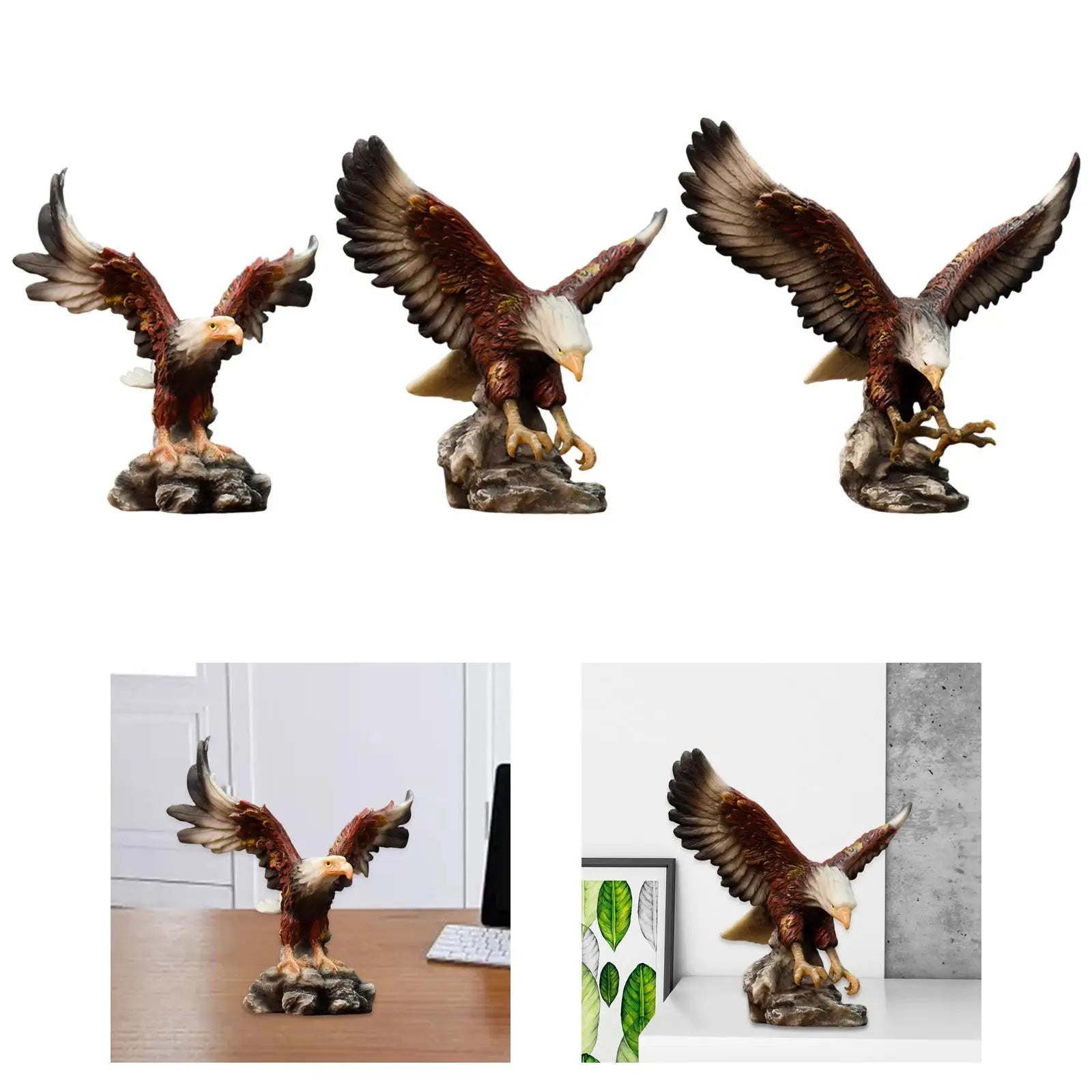 Modern Lucky Eagle Figurines Resin Statue Collectible Artwork Sculpture Crafts for Hallway Shelf Tabletop Bookcase Decoration
