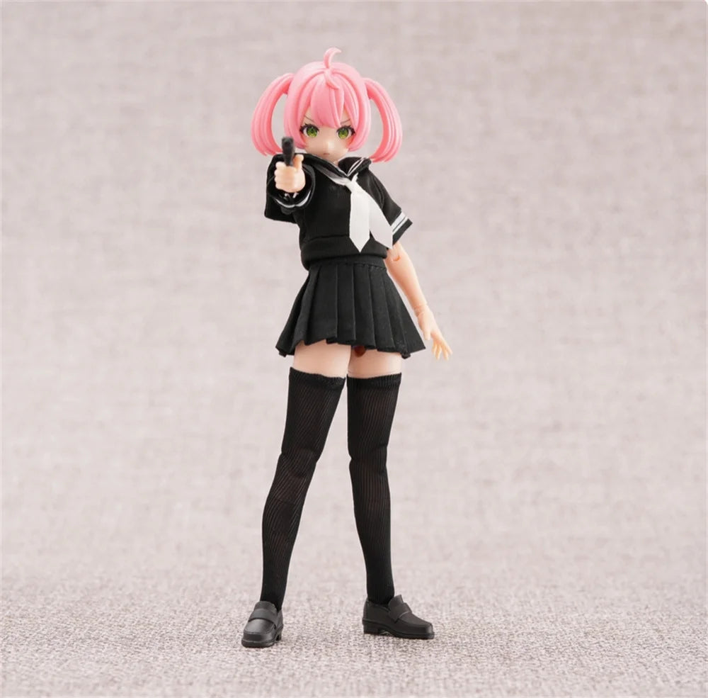 In Stock 1/12 Scale 99S Series Sweet Student Uniform Sailor Collar Top Pleated Skirt Set For 6inchs Azone Action Figure Body