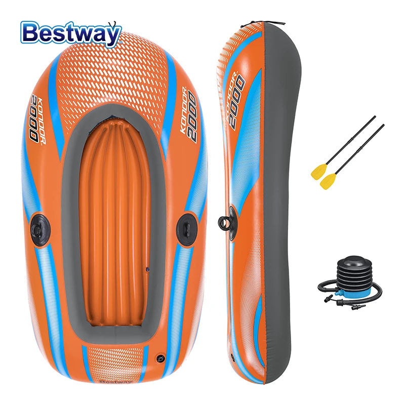 Bestway 61136/61140/61142/61146 1-3 Person Heavy Duty Inflatable Kayak - Long Lasting PVC Rafting Adventure Boat for Thrilling