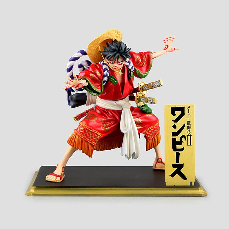 Anime One Piece Kimono Kabuki Edition Monkey D. Luffy Figuren Modell PVC Sammlung Statue Spielzeug Schreibtischdekoration Weihnachtsgeschenk