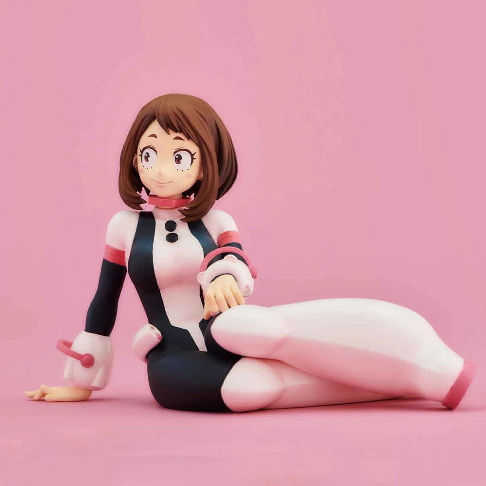 Anime MHA Hero Academia Figur Ochaco Sitzende Pose Actionfigur Uraraka Ochako PVC Sammeln Modell Geschenkpuppe 10cm