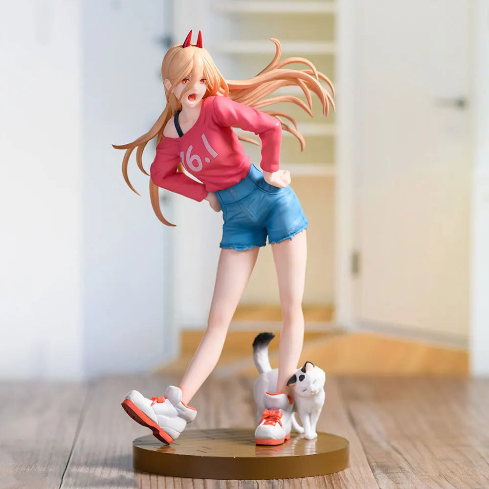 15CM Anime CHAINSAW MAN Figure POWER Sitting Position Anime Model Toys Gifts Collection Decoration Ornaments PVC