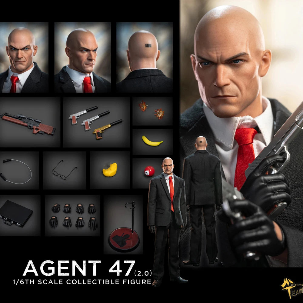 Master Team MTTOYS020 1/6 Agent 47 2.0 Male Soldier Figurine Movable Eyes 12'' Action Figure Model Full Set Collectible Toy