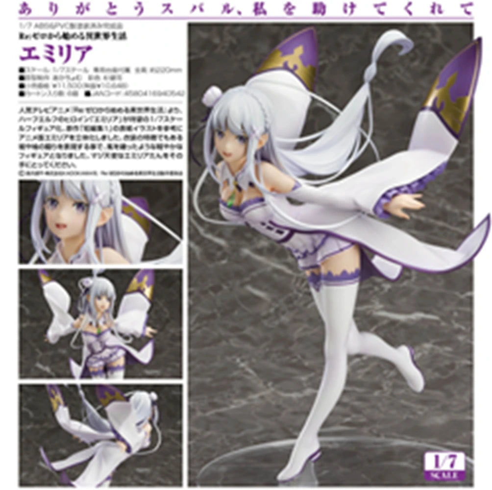 25CM Anime Re:Zero kara Hajimeru Isekai Seikatsu Emilia Figure 1/7 Standing Model Toy Gift Collection Action Figure PVC