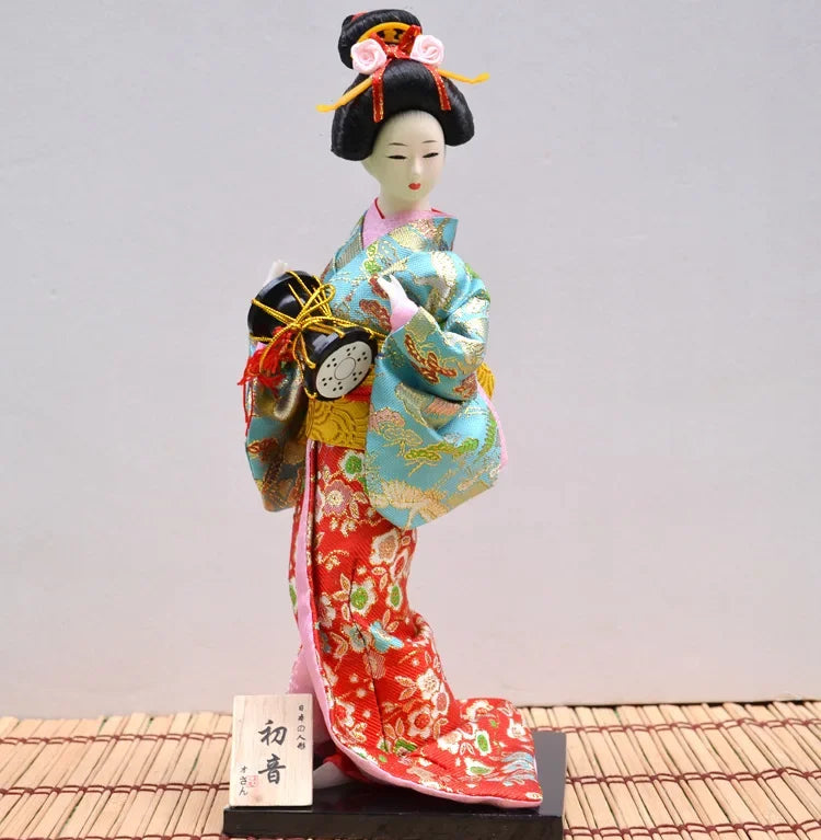 12inch Japanese Geisha Doll Statuette Sitting Figurine Japanese Kimono Kokeshi Kabuki Geisha Handicraft Ornament Birthday Gift