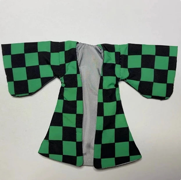 Handmade 1/12 Classic Japanese Anime Character ‌Kamado Tanjirou‌ Green Checkered Coat Accessories For Shf Action Figures