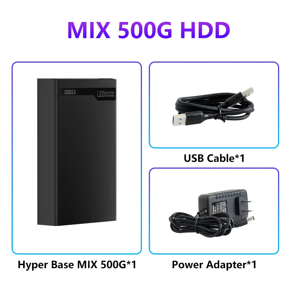 Mix 500G Hard Disk Drive Retro Gaming HDD&Game controller with 38200+ AAA&3D&Retro Games Retrobat&Launchbox&Playnite 50+Emulator
