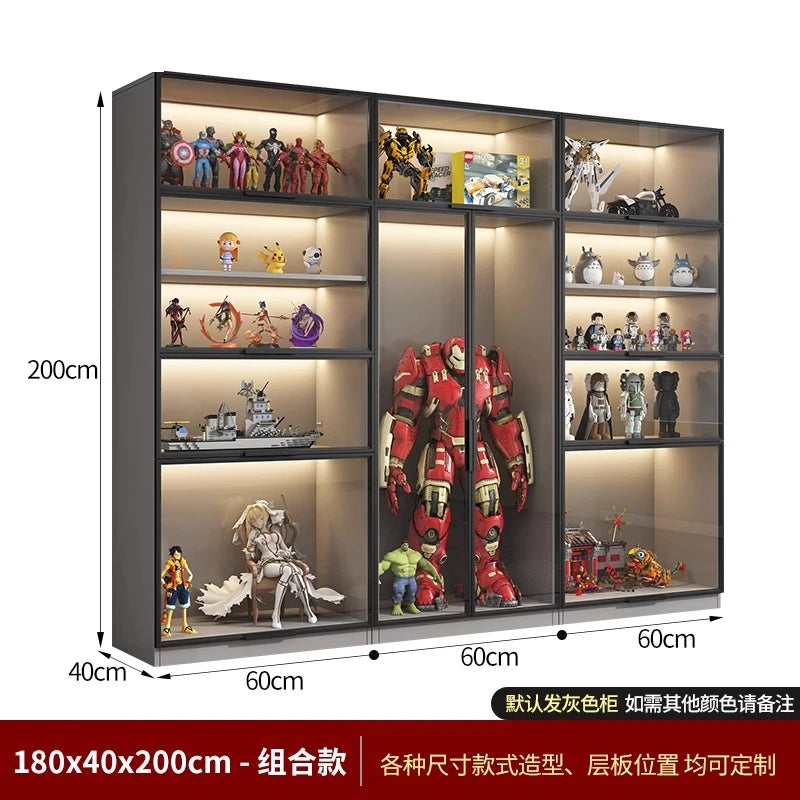 Customized Bookcase Glass Door Dust-proof Bookshelf Figure Lego Model Display Home Living Room Display Wine Cabinet Transparent