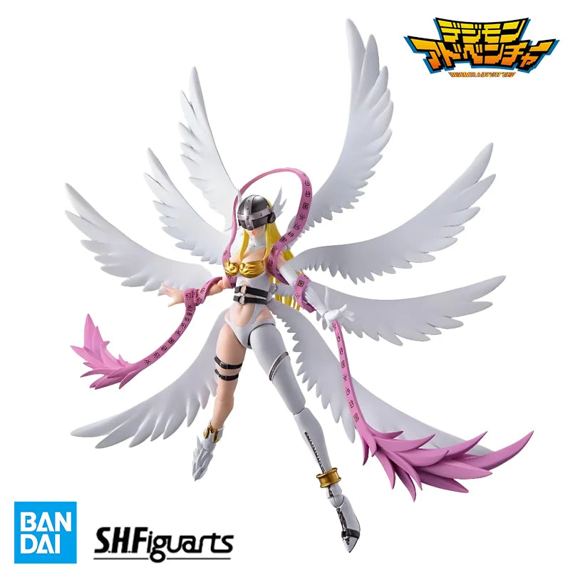 BANDAI SHF Digimon Metal Angewomon Anime Collectible Action Figure Model Toys Ornamental Collectibles Ideal Gifts for Boys Girls