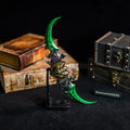 Premium 27cm Twin Blade of Azzinoth Replica, Heavy 220g Illidan Warglaive, Green Fel Blade Metal WoW Model