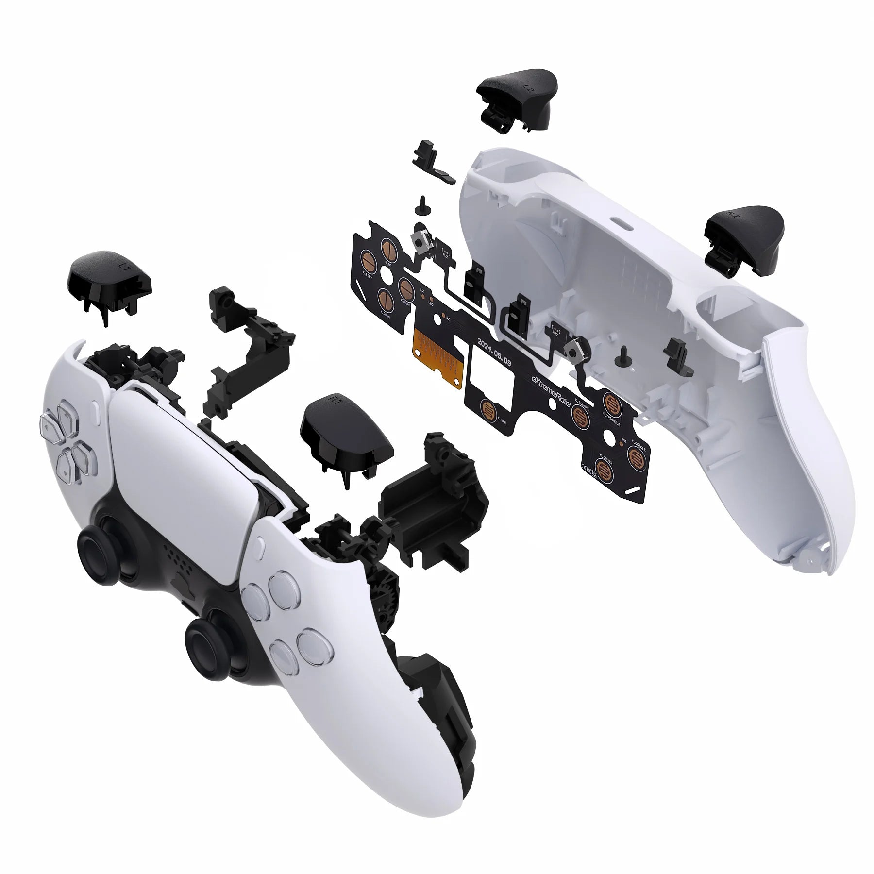 eXtremeRate Ergonomischer Mikroschalter Tactile Clicky Hair Trigger Kit V2 für PS5-Controller BDM-040/50, Schultertaste, Mausklick