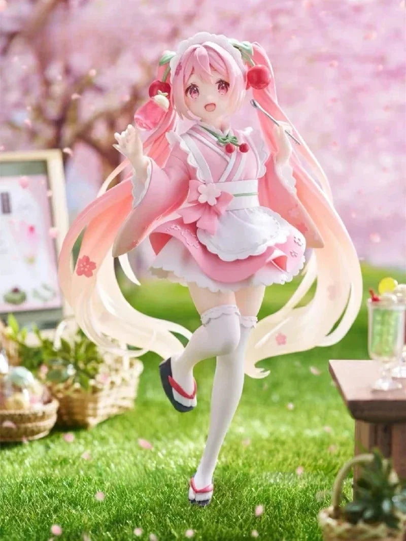 18CM Original Hatsune Miku Coreful Sakura Wafuu Kissa Ver. Maid Figure Anime Figurine Model Collectible Toys Kawaii Gift