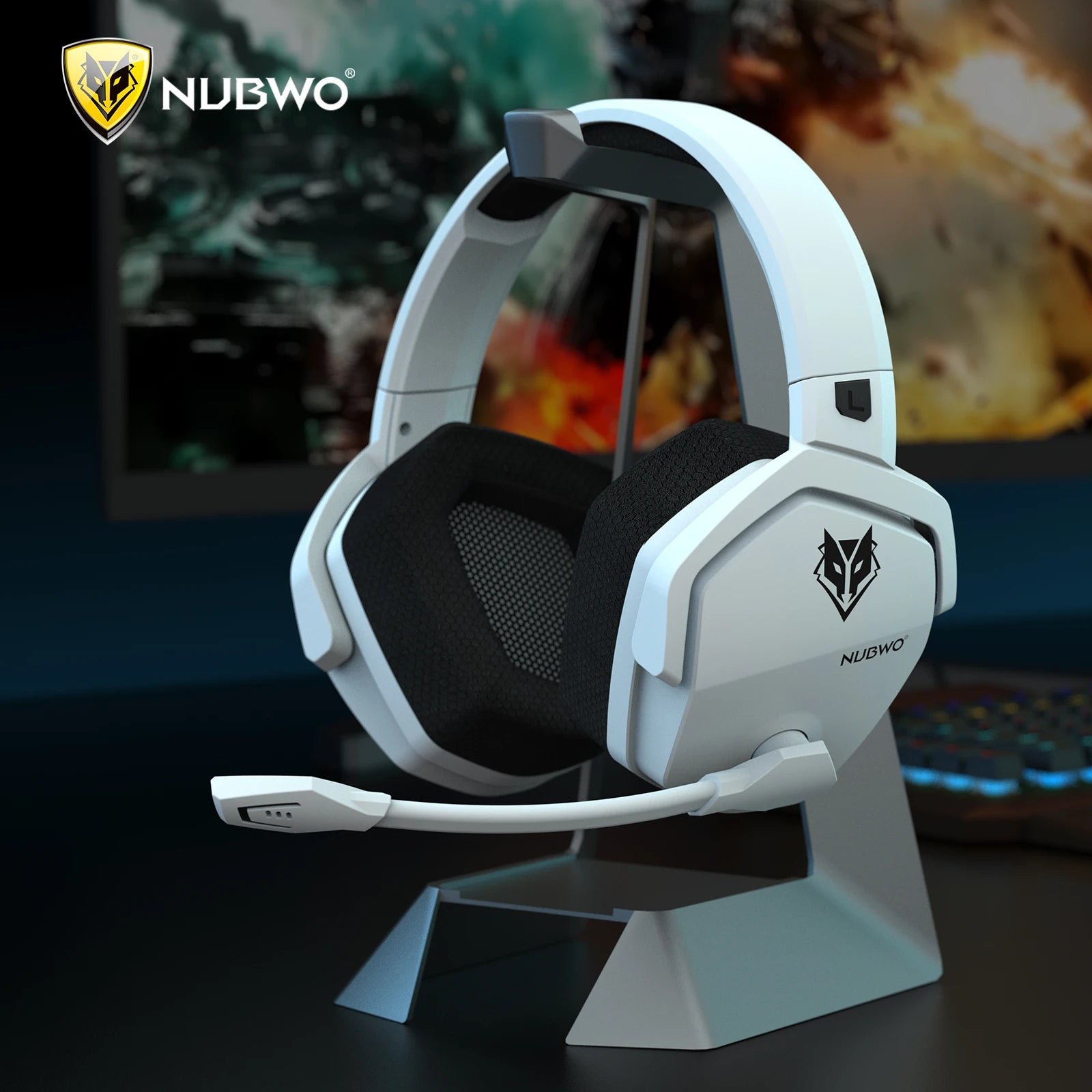 NUBWO G06 Двойни безжични геймърски слушалки с микрофон за PS5, PS4, PC, мобилни устройства, Switch, 2.4GHz Bluetooth 5.3 геймърски слушалки