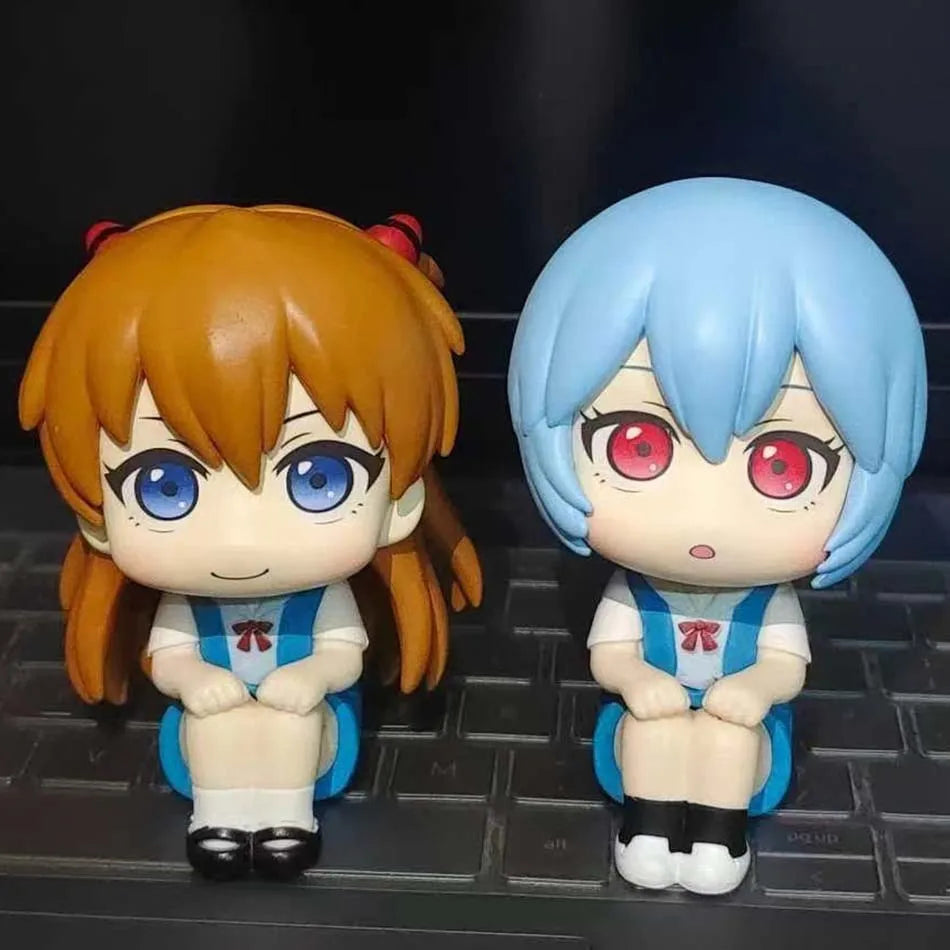 2 estilos, 11cm, Q Ver. Figura de cabeza grande de neón de Genesis Evangelion, modelo de Ayanami Rei Asuka, postura sentada, ado