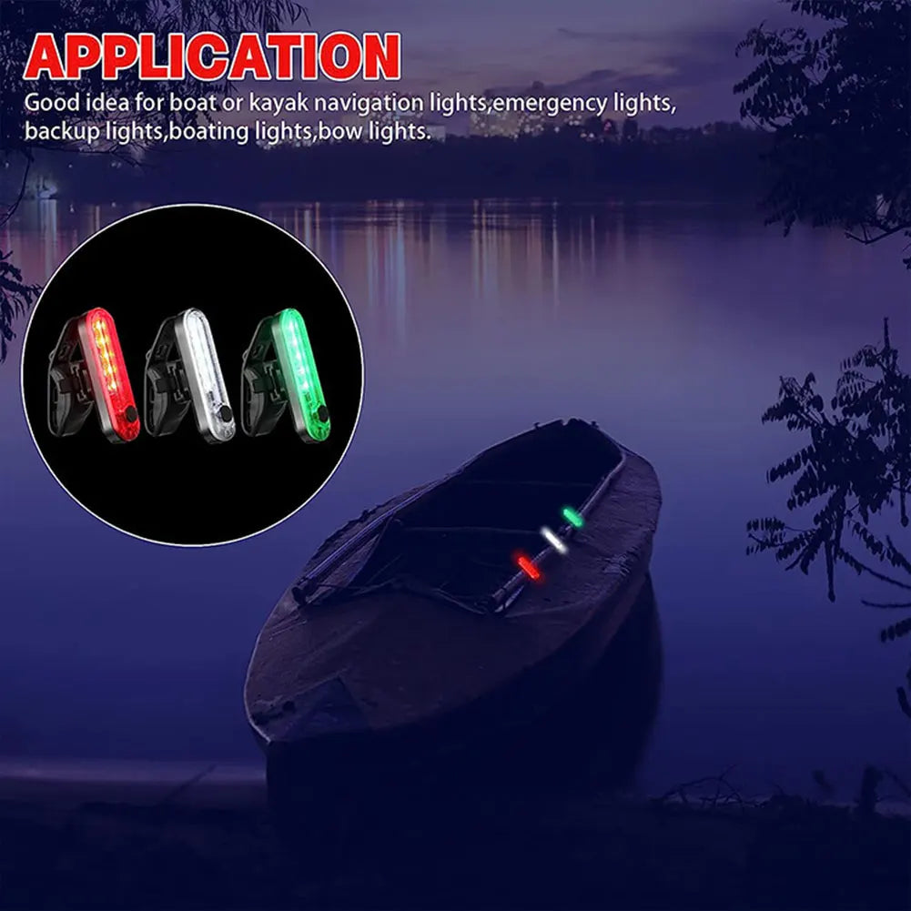 LED навигационна светлина за лодка 4 режима, сигнална лампа за плаване, USB зареждане, предупредителна светлина за морска яхта за нощно каякинг, лодка