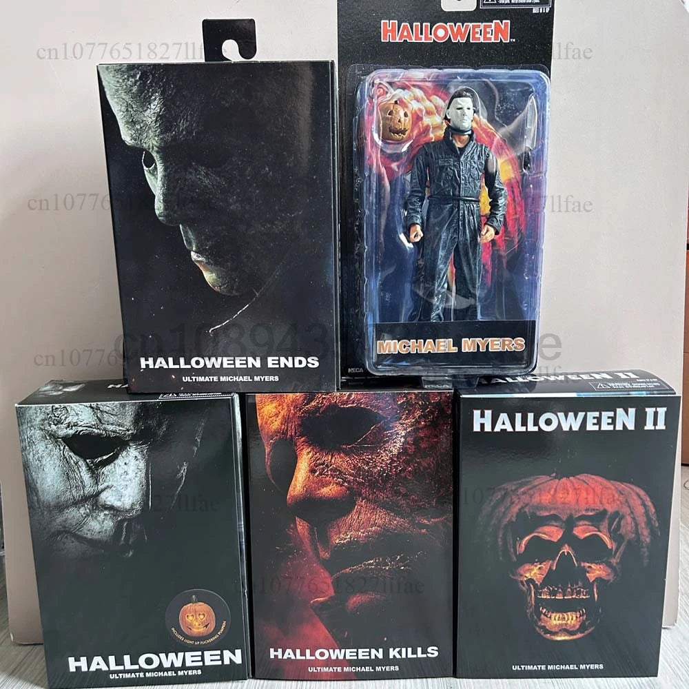 NECA Michael Myers Figur mit LED-Kürbis Halloween II Kills Ends Michael Myers Ultimate Actionfigur Modellspielzeug Gelenk beweglich