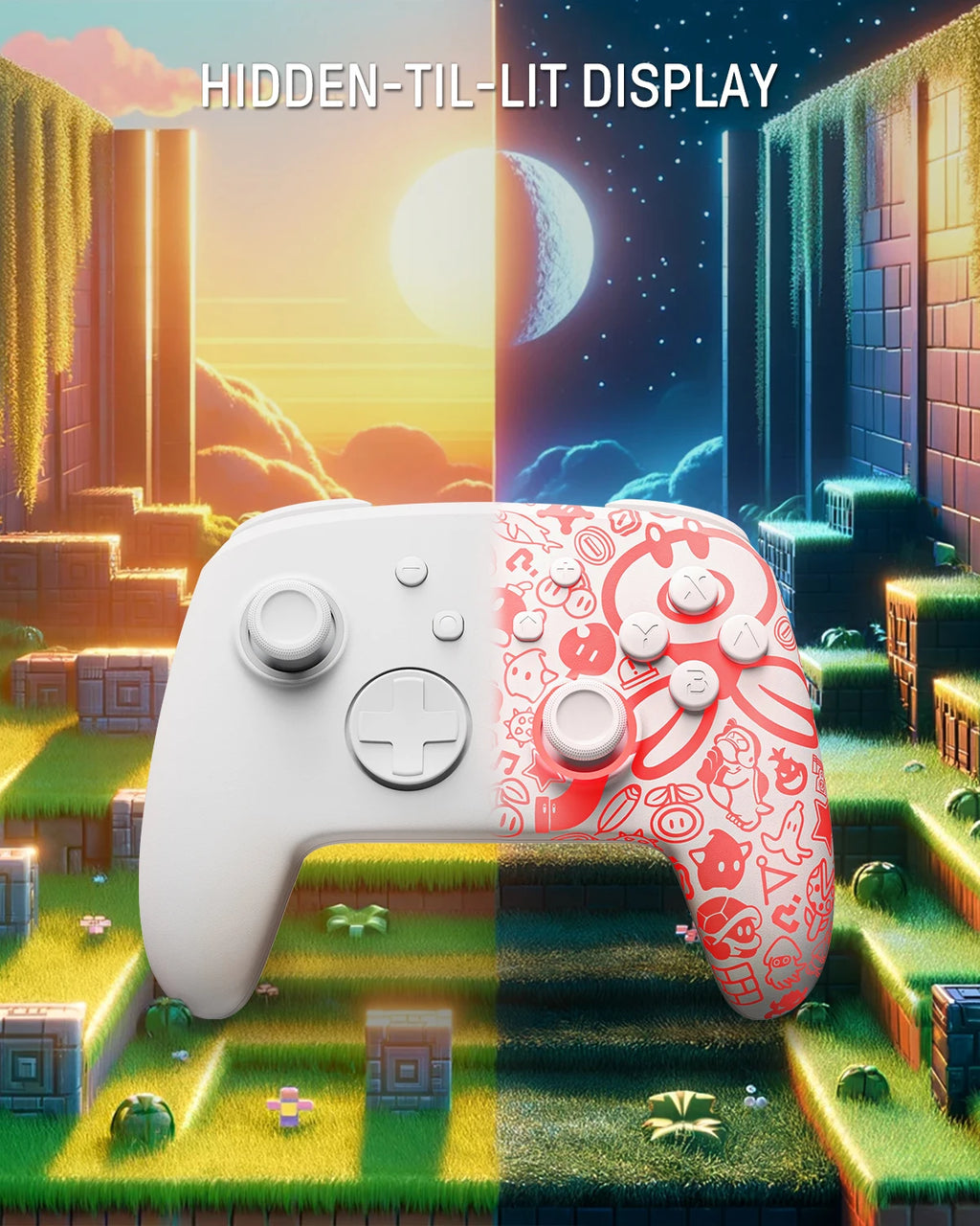 FUNLAB Wireless Bluetooth Luminous Pattern Pro Controller For Nintendo Switch/OLED Gamepad Remote with 7 LED Colors/Paddle/Turbo