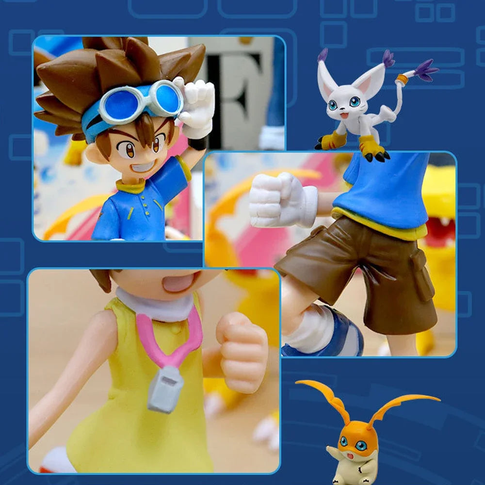 Digimon Adventure Figure 8-17cm Yagami Taichi Agumon Ishida Yamato Gabumon Yagami Hikari Tailmon Takaishi Takeru Patamon Anime