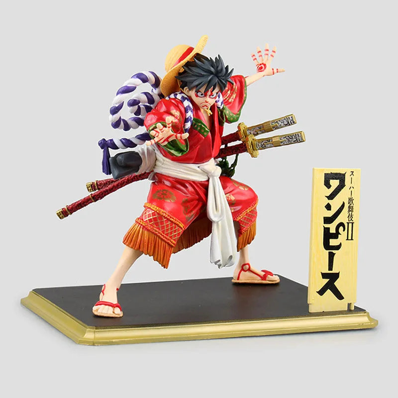 Anime One Piece Kimono Kabuki Edition Monkey D. Luffy Figuren Modell PVC Sammlung Statue Spielzeug Schreibtischdekoration Weihnachtsgeschenk
