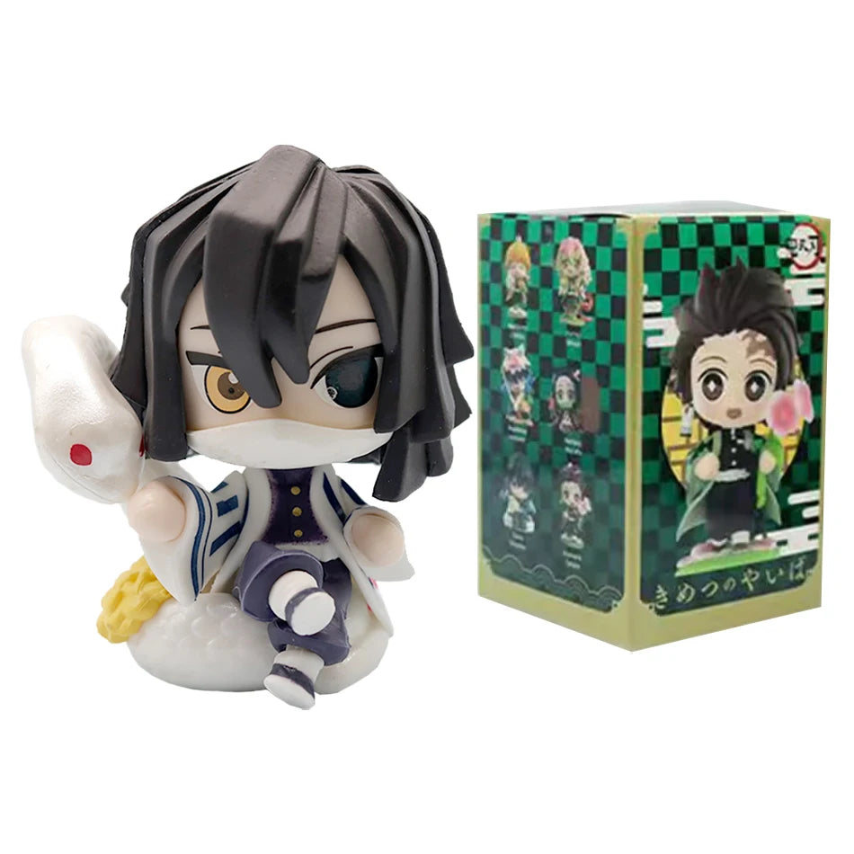 Anime 6Pcs/Set Q Version Demon Slayer Figurine  Boxed Model Ornament Accessory Cartoon Movability Kits Mascot Kid Toy Gift