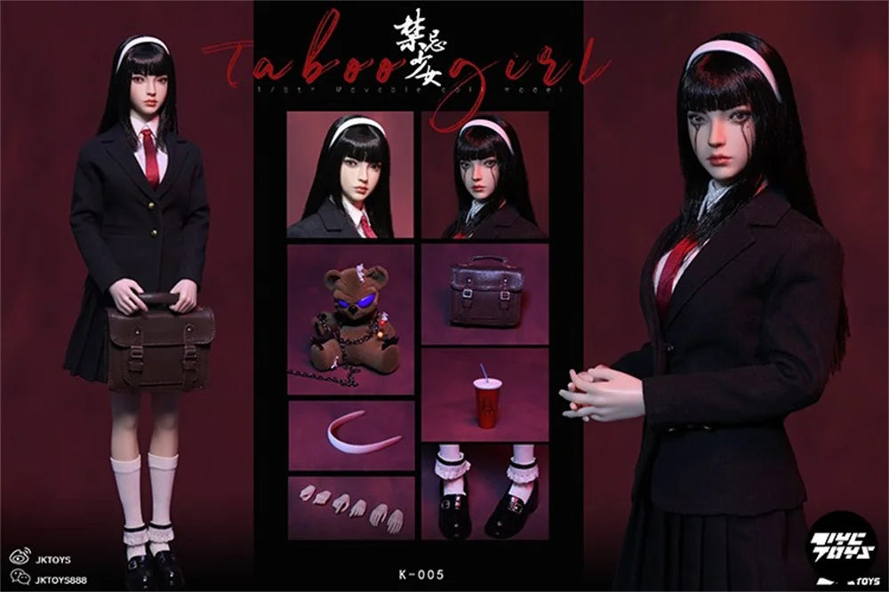 JKTOYS K-005 1/6 Scale Cosplay Tomie Taboo Girl Movable Eye Headed Sculpture Full Set for 12inchs Action Figure Model