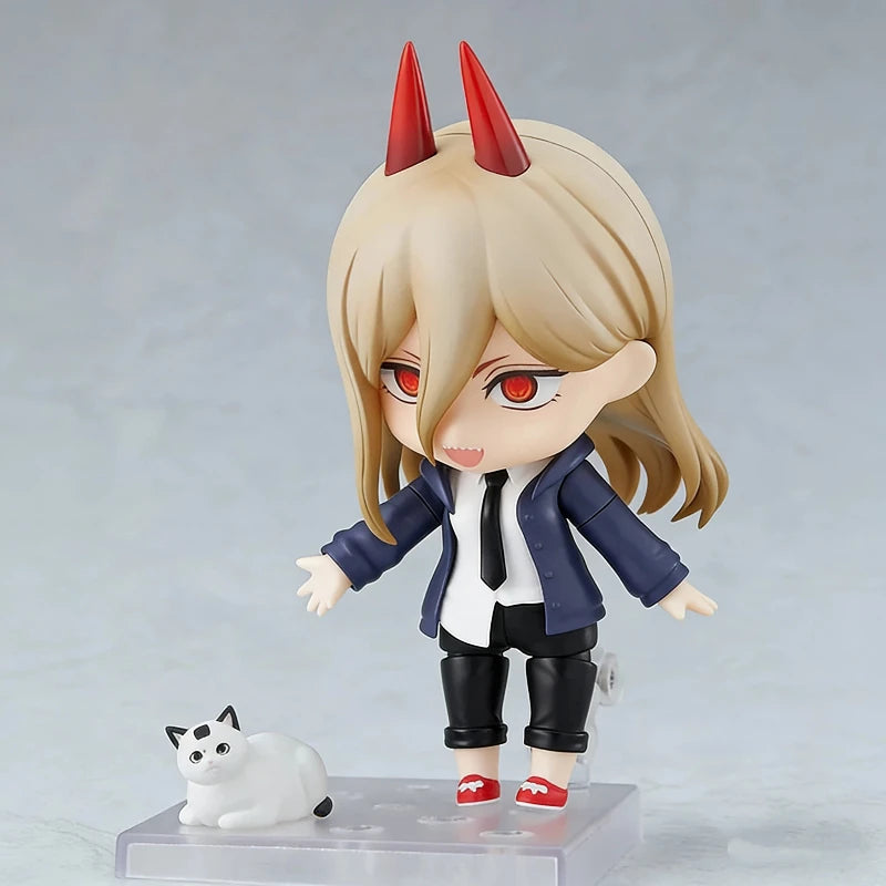 10cm Chainsaw Man Power Q Version Nendoroid Action Figure Interchangeable Face Anime Figure PVC Model Toy With Stand Decor Gift