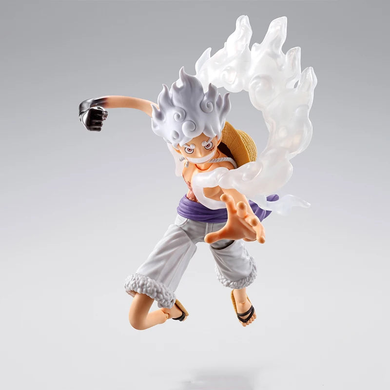 Bandai One Piece Model Kit Genuine SHF Monkey D Luffy Gear5 Future Island Eggheao Anime Action Figure Collection Finished Model